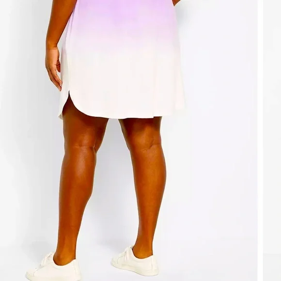3/$13 Lane Bryant skirt w/ a purple dip-dye effect and easy pull-on comfort. - Picture 3 of 4